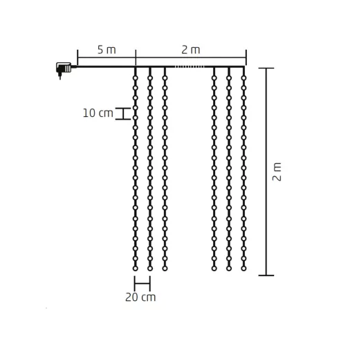 DOT LED-es fényfüggöny, kül- és beltéri kivitel, 200db hidegfehér LED, 2m x 2 m, HSO                  KAF200DWH