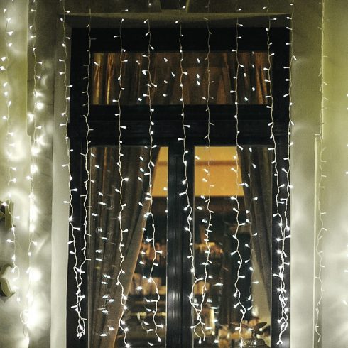 LED-es fényfüggöny, kültéri kivitel, 2 m x 1 m, 21 füzér, 210 db hidegfehér LED, HSO                  KAF210LC