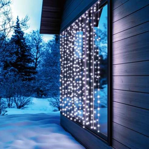 DOT LED-es fényfüggöny, kül- és beltéri kivitel, 400db hidegfehér LED, 8 program, 2m x 2m, HSO        KAF400DWH