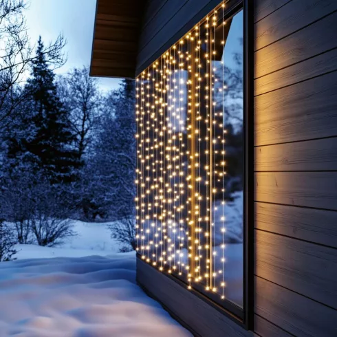 DOT LED-es fényfüggöny, kül- és beltéri kivitel, 400db melegfehér LED, 8 program, 2m x 2m, HSO        KAF400DWW