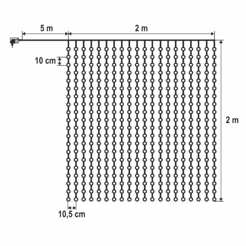 DOT LED-es fényfüggöny, kül- és beltéri kivitel, 400db melegfehér LED, 8 program, 2m x 2m, HSO        KAF400DWW