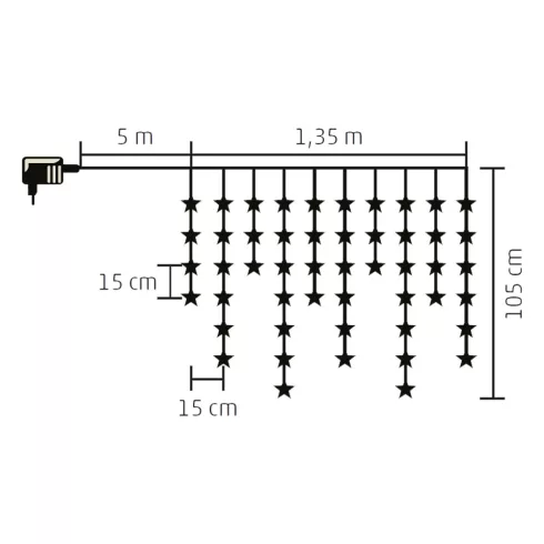 LED-es csillag fényfüggöny, melegfehér, HSO                                                           KAF50L/WW