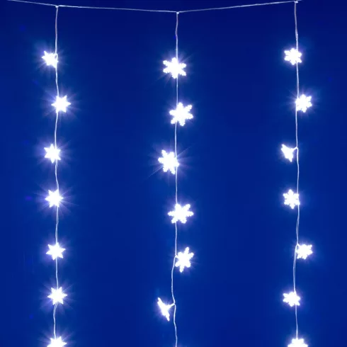 LED-es hópehely fényfüggöny, beltéri kivitel, 50db hidegfehér LED, állófényű, 135x105cm, HSO          KAF50WH