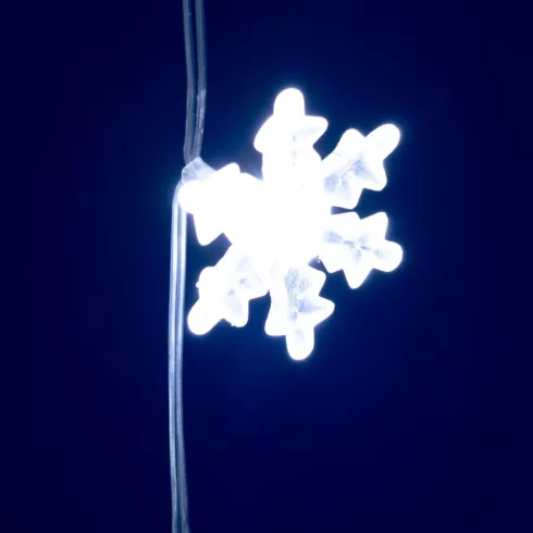 LED-es hópehely fényfüggöny, beltéri kivitel, 50db hidegfehér LED, állófényű, 135x105cm, HSO          KAF50WH