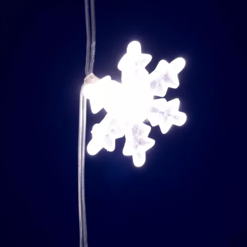 LED-es hópehely fényfüggöny, beltéri kivitel, 50db melegfehér LED, állófényű, 135x105cm, HSO          KAF50WW