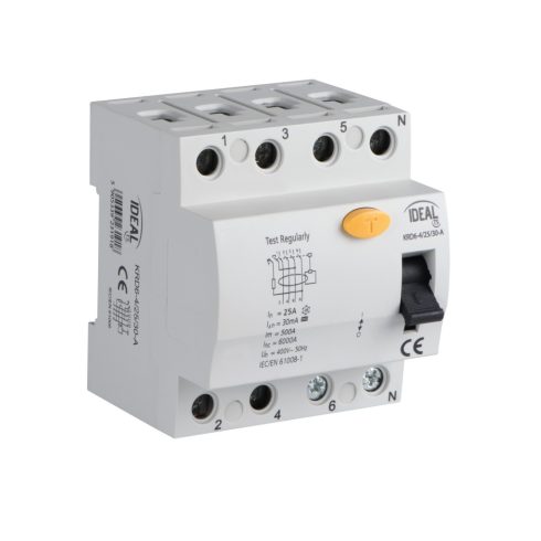 KRD6-4/63/30-A fírelé, 4 modul, 400 AC, 63 A, 30 mA, IP20, fehér                                      KAN23193