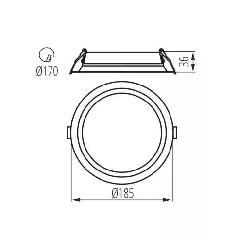 TIBERI CCT 15-21W-B lámpa, süllyesztett, táp nélkül, max.21W, 3000/3500/4000K, IP20/44, kerek, feket  KAN26380