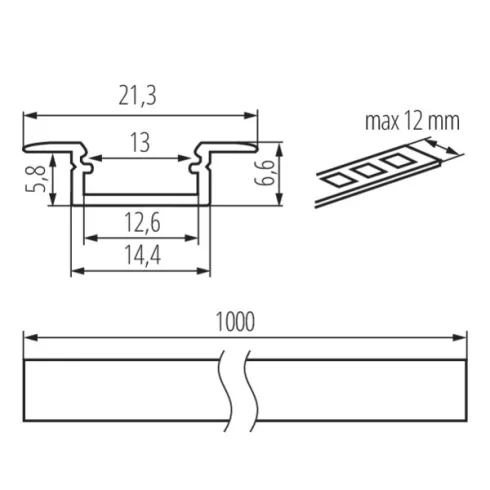 PROFILO K-W aluprofil, 10 db/csomag                                                                   KAN26550