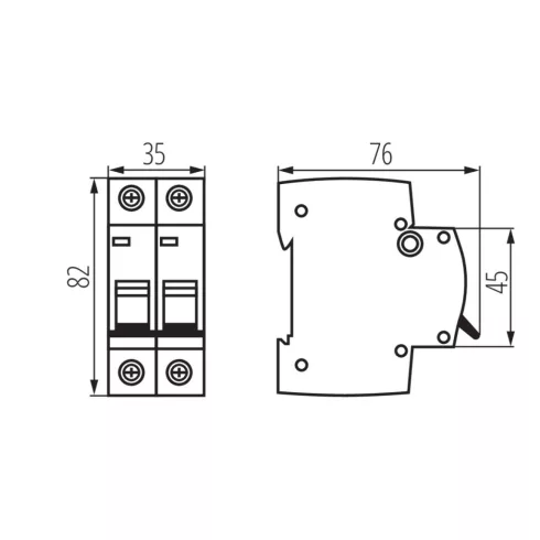 KMB6-B20/2 kismegszakító, B, 20 A, 2 modul, TH35 sínhez, IP20, fehér                                  KAN32577