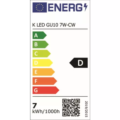 K LED GU10 7W-CW LED izzó GU10, 7 W, 1000 lm, 6500 K, D                                               KAN36336