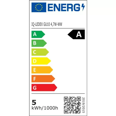IQ-LEDEX GU10 4,7W-WW fényforrás, GU10, 4,7 W, 850 lm, 3000 K, 100°, A                                KAN36601