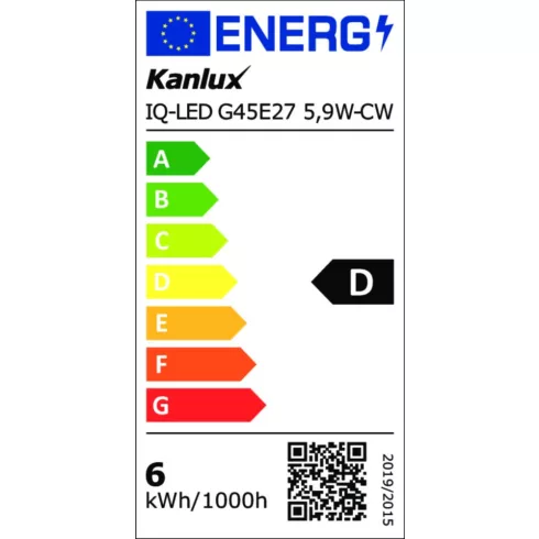 IQ-LED G45E27 5,9W-CW fényforrás                                                                      KAN36699
