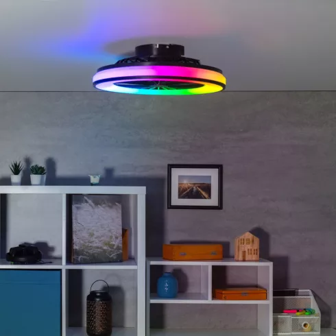 PLAVE LED CCT+RGB lámpa + ventilátor, távirányító, 48W, 1032/2110/1154lm, 3000/4000/6000K/RGB, IP20   KAN38034