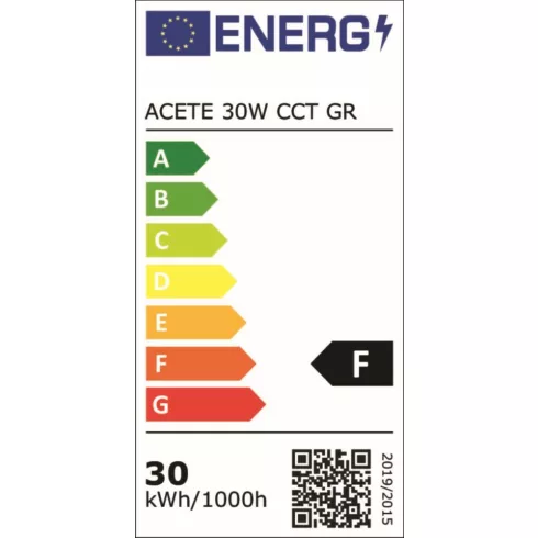 ACETE 30W CCT GR reflektor, 2400-3240 lm, 3000-6500 K, IP65, F, szürke                                KAN38492
