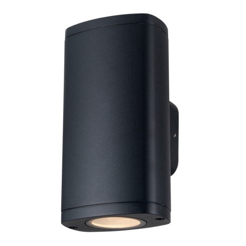 ZEVI EL 2GU10 B lámpa, fali, fel-le világítás, 2 x max. 10 W, IP54, fekete                            KAN38882