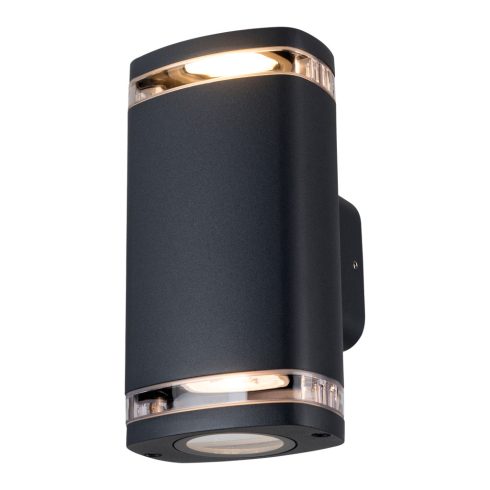 ZEVI W EL 2GU10 B lámpa, fali, fel-le világítás, 2 x max. 10 W, IP54, fekete                          KAN38886