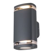   ZEVI W EL 2GU10 G lámpa, fali, fel-le világítás, 2 x max. 10 W, IP54, szürke                          KAN38887