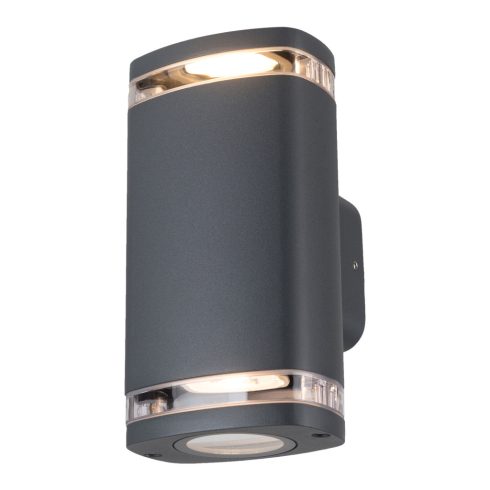 ZEVI W EL 2GU10 G lámpa, fali, fel-le világítás, 2 x max. 10 W, IP54, szürke                          KAN38887