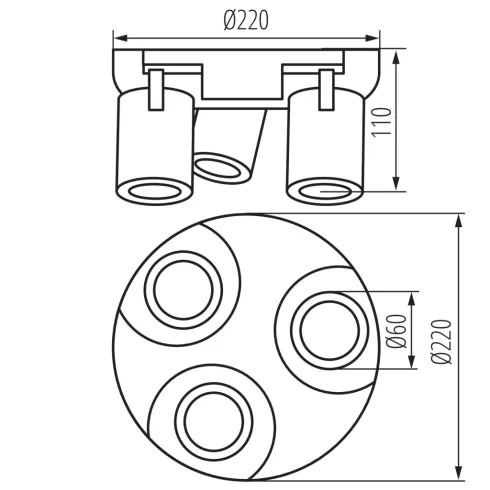 LAURIN EL-3O B-G lámpa GU10, 3 x max. 10 W, GU10/PAR16, IP20, fekete/arany                            KAN38963