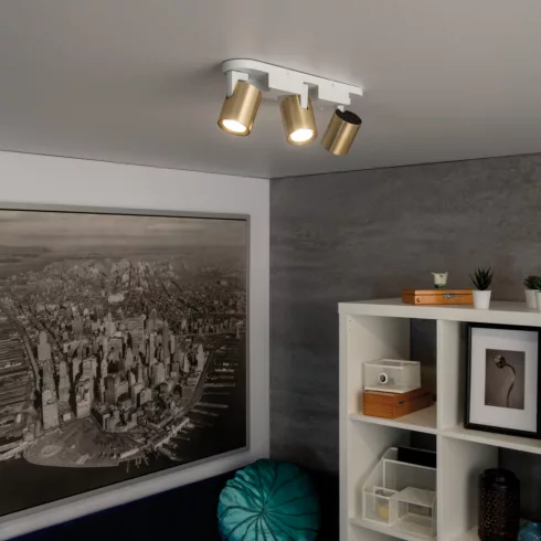 LAURIN EL-3I W-G lámpa GU10, 3 x max. 10 W, GU10/PAR16, IP20, fehér/arany                             KAN38966