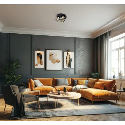 LAURIN EL-3O W-G lámpa GU10, 3 x max. 10 W, GU10/PAR16, IP20, fehér/arany                             KAN38967