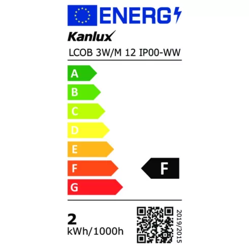 LCOB 3W/M 12 IP00-WW LED szalag, 12 DC, 1 m = 3 W / 288 lm, 3000 K, WW, IP00, F                       KAN39160