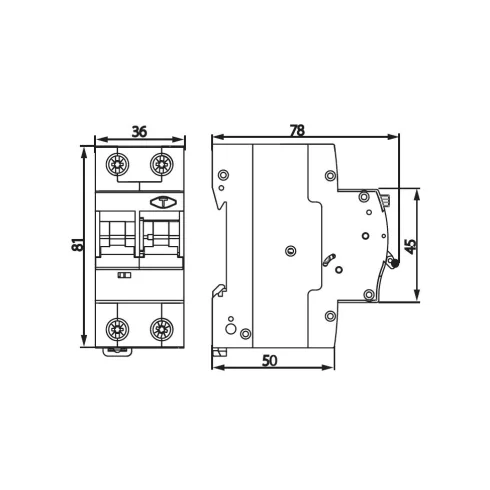 KRO10-2/C20/30-A fírelé, életvédelmi relé, TH35 sínre, A, 20A, 30mA, 230 AC, 2 modul, IP20, fehér     KAN39312