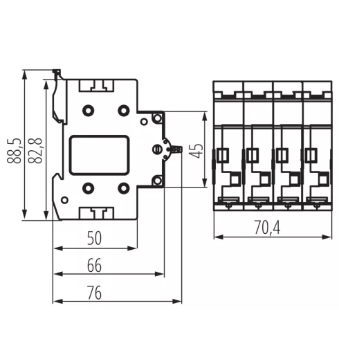 KCS-63A/4P kapcsoló, 63 A, AC-22A, 1,2 Nm, 4 modul, IP20, fehér                                       KAN39403