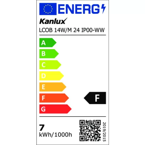 LCOB 14W/M 24 IP00-WW LED szalag, 24 DC, 1 m = 14 W / 1400 lm, 3000 K, WW, IP00, F                    KAN39410