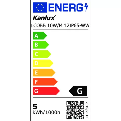 LCOBB 10W/M 12IP65-WW LED szalag, 12 DC, 1 m = 10 W / 860 lm, 3000 K, WW, IP65, G                     KAN39773