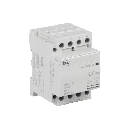 KMC-63-31 kontaktor, TH35 sínre, 63A, 230AC, AC-7A, AC-7B, Csatlakozó/megszakító 3/1, 3 modul, IP20   KAN45834