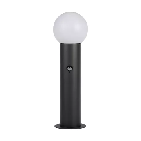 STONO 15M 50 SE GR lámpa E27, álló, PIR mozg.érz., max.15W, LED, mag.50cm, IP65, gömb, antracit/fehé  KAN46084