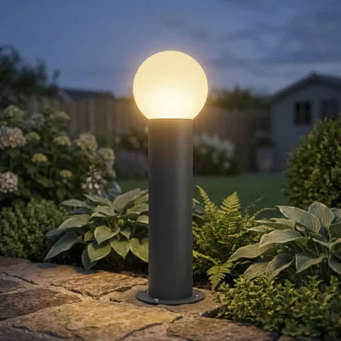 STONO 15M 80 GR lámpa E27, álló, rögzíthető, max.15 W, LED, mag.80 cm, IP65, gömb, antracit/fehér     KAN46085