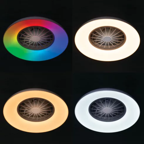 PLAVE PAN48 CCT+RGB W lámpa, ventilátorral, LED, max.24W, 1200-1400lm, 3000-6500K, IP20, kerek, fehé  KAN46370