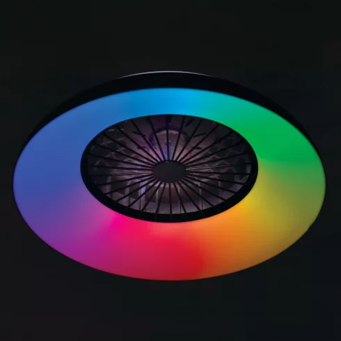 PLAVE PAN60 CCT+RGB B lámpa, ventilátorral, LED, max.48W, 1100-2300lm, 3000-6500K, IP20, kerek, feke  KAN46371