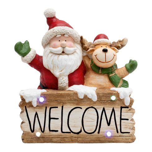 Kerámia figura, WELCOME, Mikulás + rénszarvas, HSO                                                    KDC49