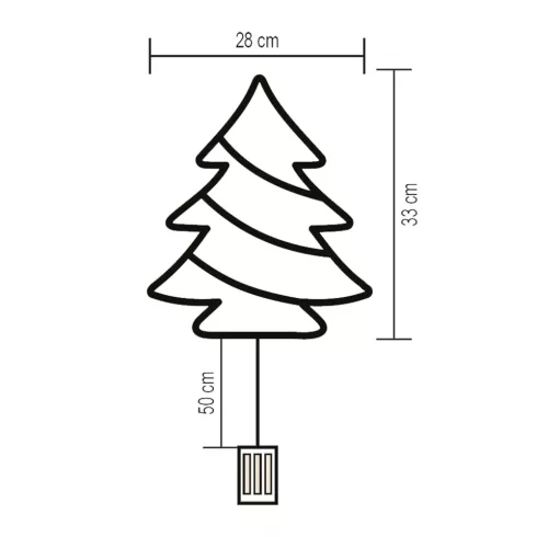 LED-es ablakdísz, fenyőfa, elemes, színes, HSO                                                        KID502B/M