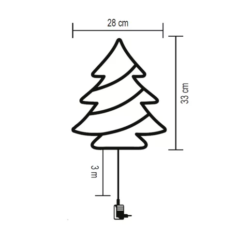 LED-es ablakdísz, fenyőfa, 35 db színes LED, 2 tapadókorong, fehér tápkábel, HSO                      KID502M