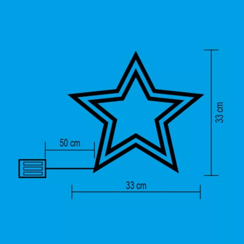 LED-es ablakdísz, csillag, elemes, HSO                                                                KID503B/WW