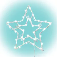   LED-es ablakdísz, csillag, 35 db melegfehér LED, 2 tapadókorong, fehér tápkábel, HSO                  KID503WW