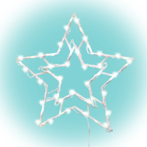 LED-es ablakdísz, csillag, 35 db melegfehér LED, 2 tapadókorong, fehér tápkábel, HSO                  KID503WW