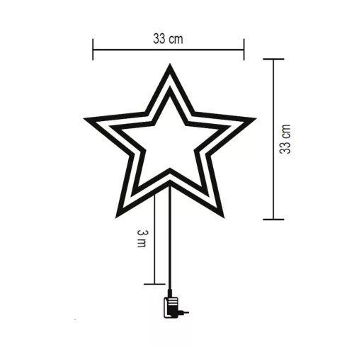 LED-es ablakdísz, csillag, 35 db melegfehér LED, 2 tapadókorong, fehér tápkábel, HSO                  KID503WW