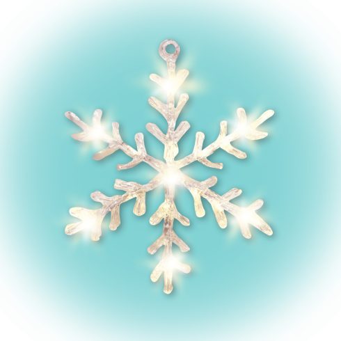 LED-es hókristály, akril ablakdísz, melegfehér, HSO                                                   KID701/WW