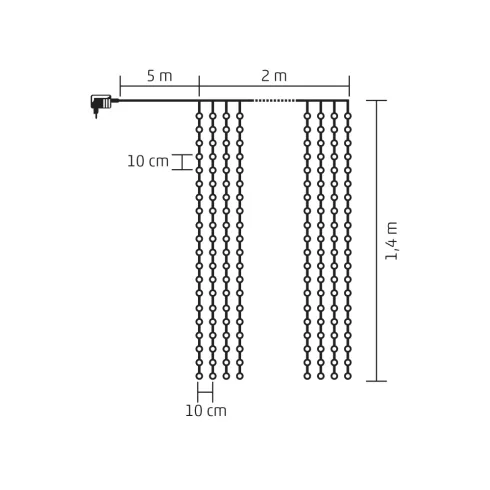 LED-es fényfüggöny, 294 melegfehér LED, 2x1,4m, HSO                                                   KIN294C/WW
