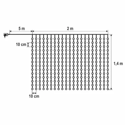 DOT LED-es fényfüggöny, 294db hidegfehér LED, állófényű, 2x1,4m, adapteres, kül- és beltéri kivitel   KIN294DWH