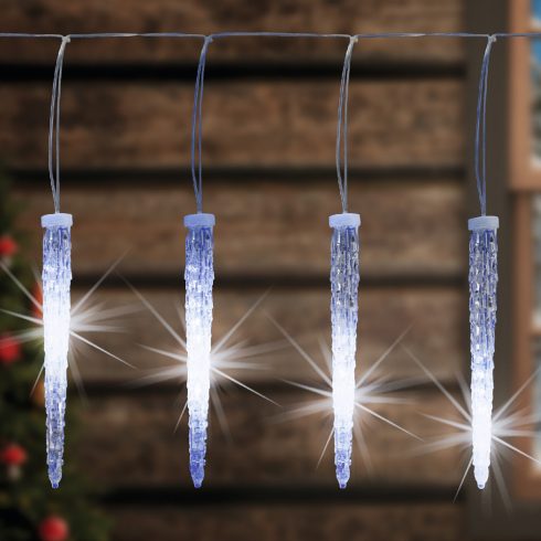 Jégcsap fényfüzér, 240 hidegfehér LED, 15 jégcsap, IP44 hálózati adapter, HSO                         KJL240