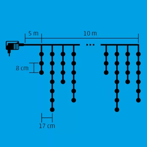 LED-es fényfüggöny, 300 db melegfehér LED, HSO                                                        KKF308/WW