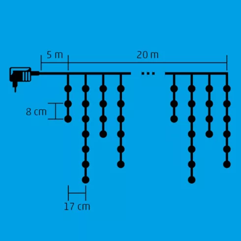 LED-es fényfüggöny, 600 db melegfehér LED, HSO                                                        KKF608/WW