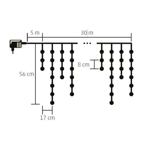 LED-es fényfüggöny, 900 db melegfehér LED, HSO                                                        KKF908/WW