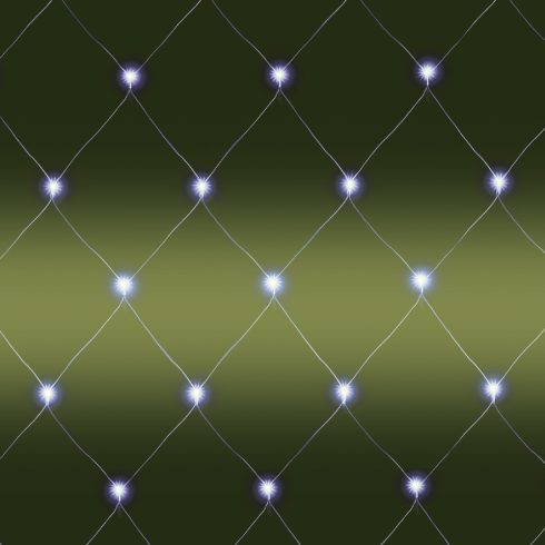 LED- es kültéri háló, 160 db hidegfehér LED, 2 x 1.5 m, zöld vezeték, 5 m tápvezeték, HSO             KLN160C/WH